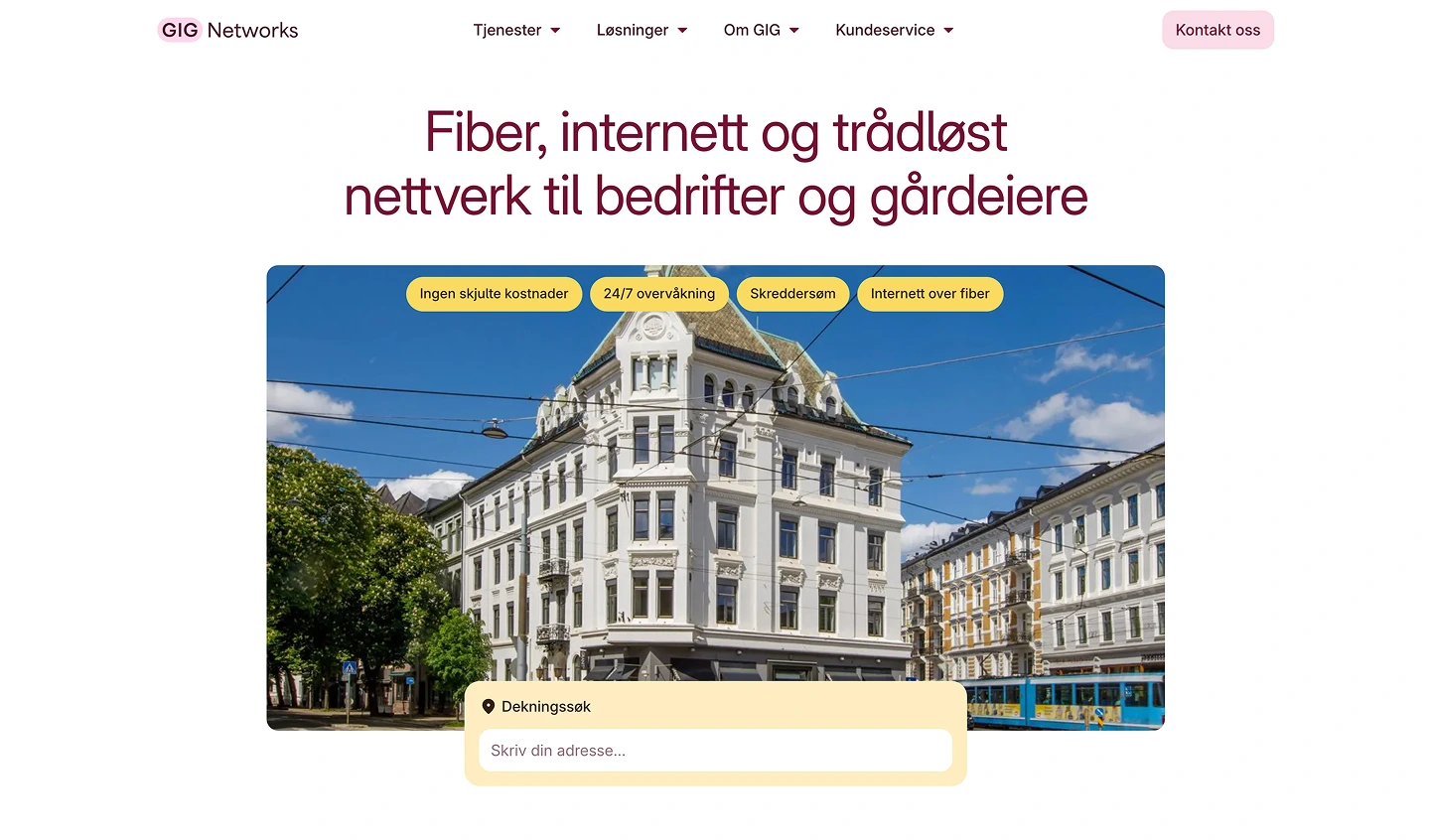 Bilde av nettsiden til GIG Networks