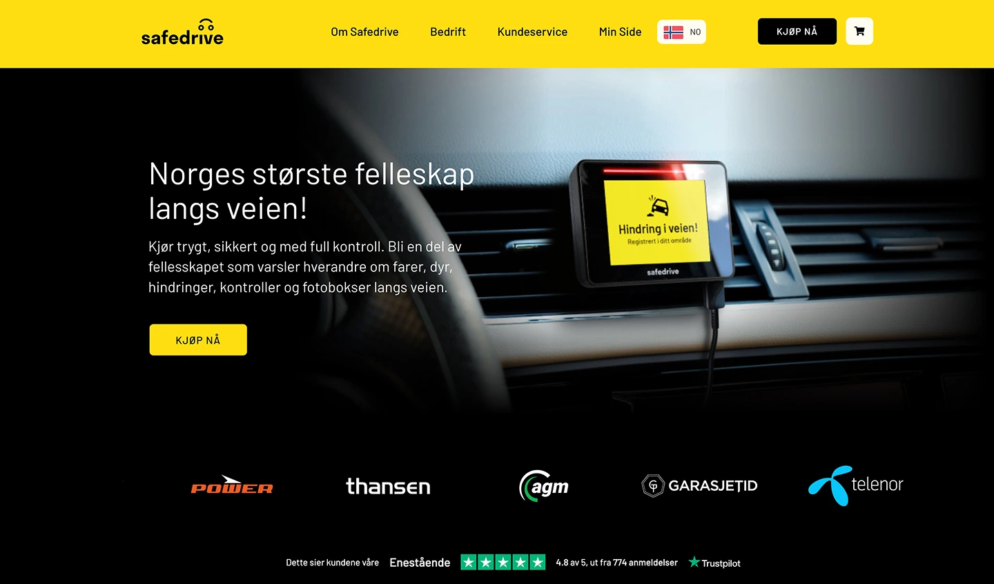 Bilde av nettsiden til Safedrive